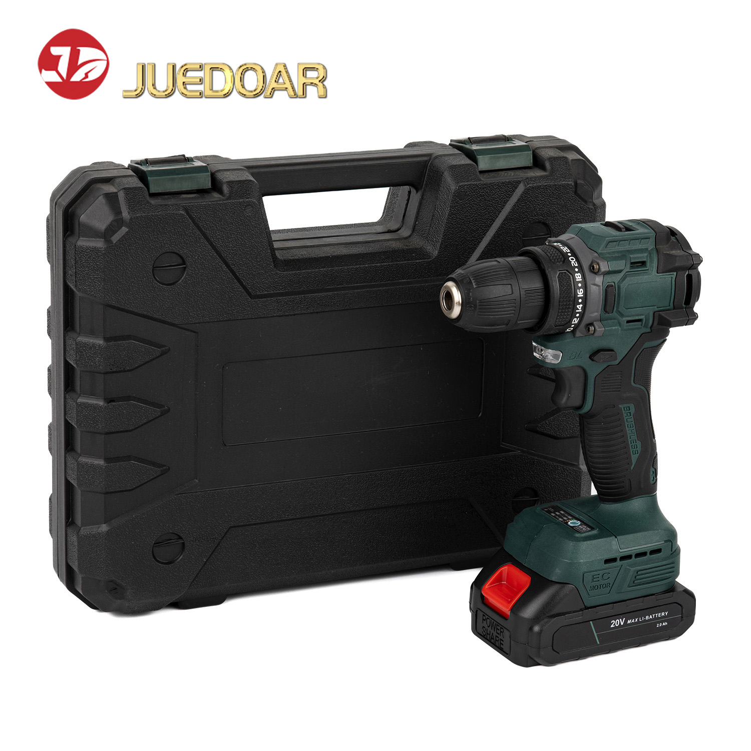 20V Cordless Drill with Brushless Motor, 24+1 Torque Settings, Ideal for Drilling Wood, Metal & Plastic